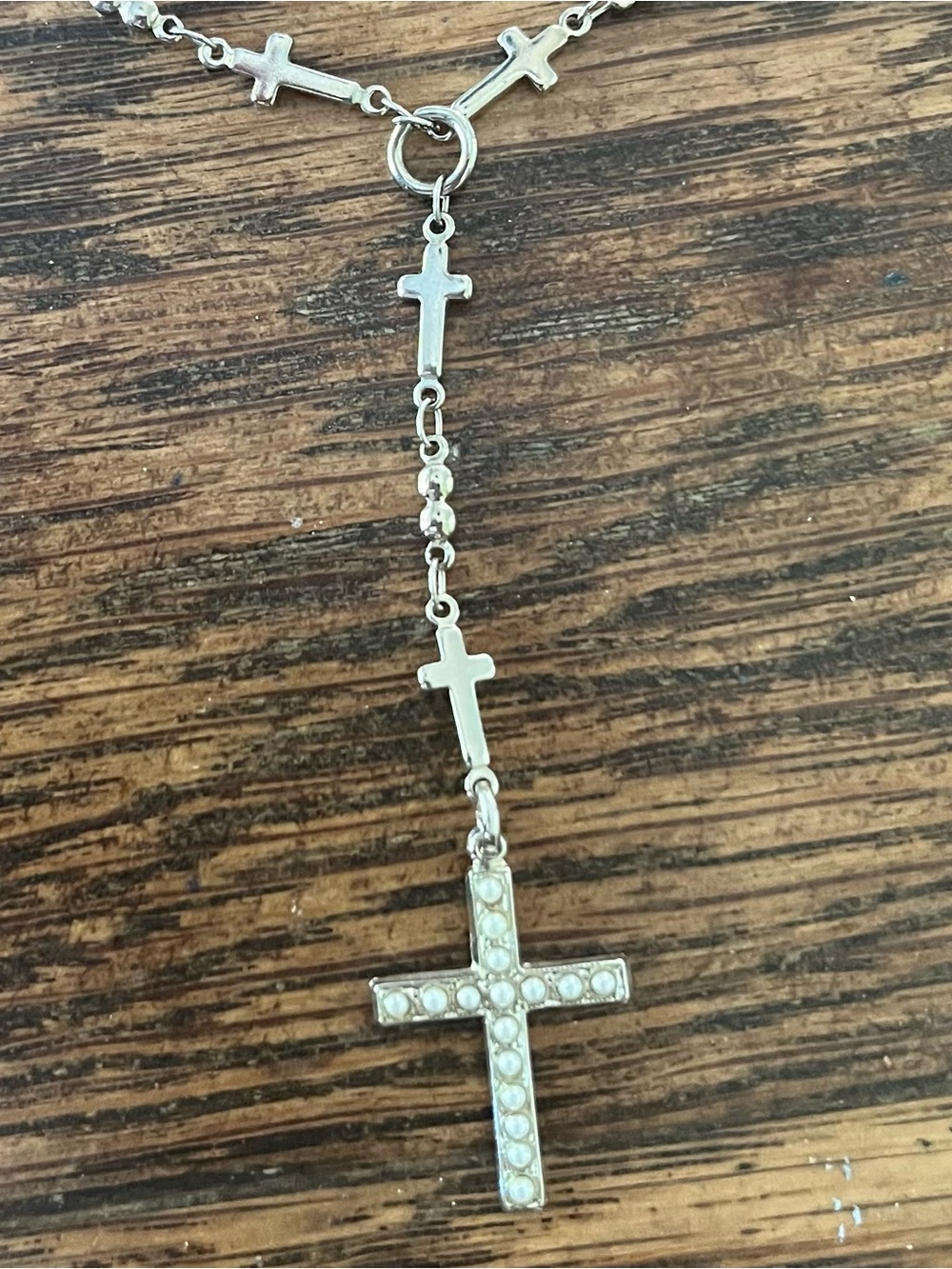 Mariana Silver Cross Y Necklace with Beaded Pendant - Picture 4 of 5